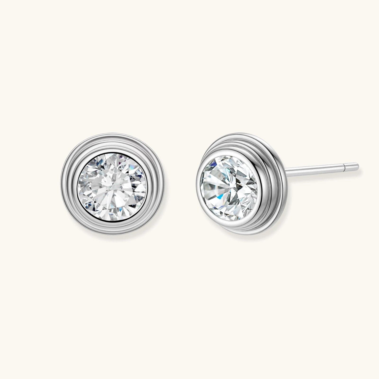 Boucles d'Oreilles Clous Orbit, argent sterling 925 · moissanite vvs1 - bijou VALDESSE