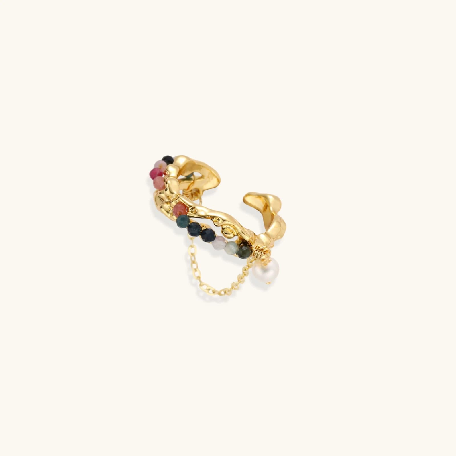 Bague Aurora Tourmaline, laiton doré à l’or 18 carats · tourmaline · perle baroque - bijou VALDESSE