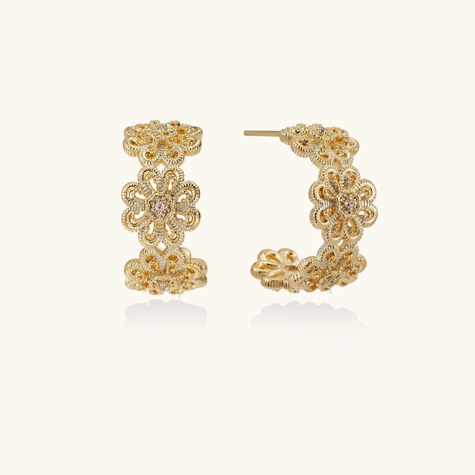 Créoles Filigrane Bloom, laiton doré à l’or 14 carats - bijou VALDESSE