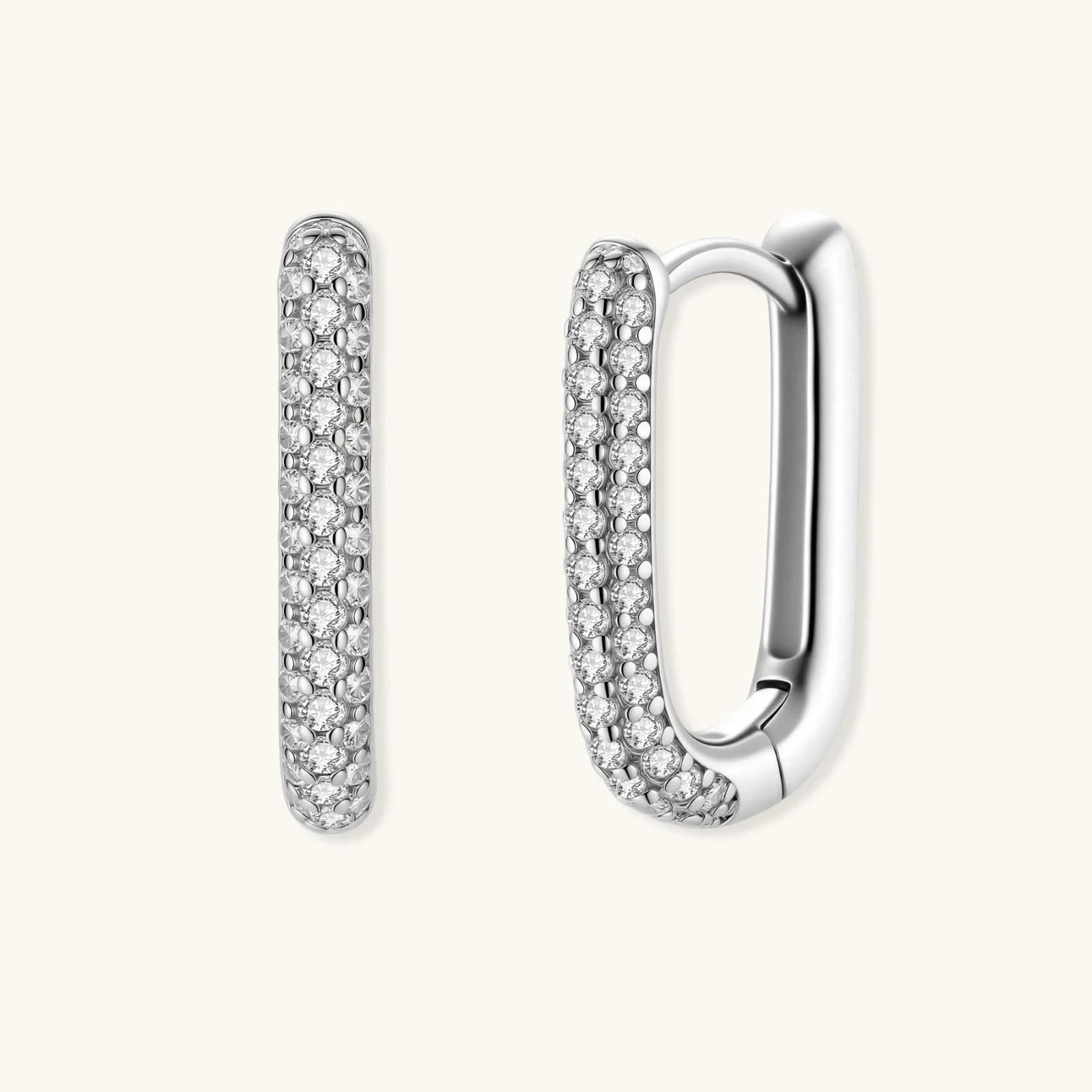 Créoles Huggies Étincelantes, argent 925, finition platine · oxydes de zirconium - bijou VALDESSE