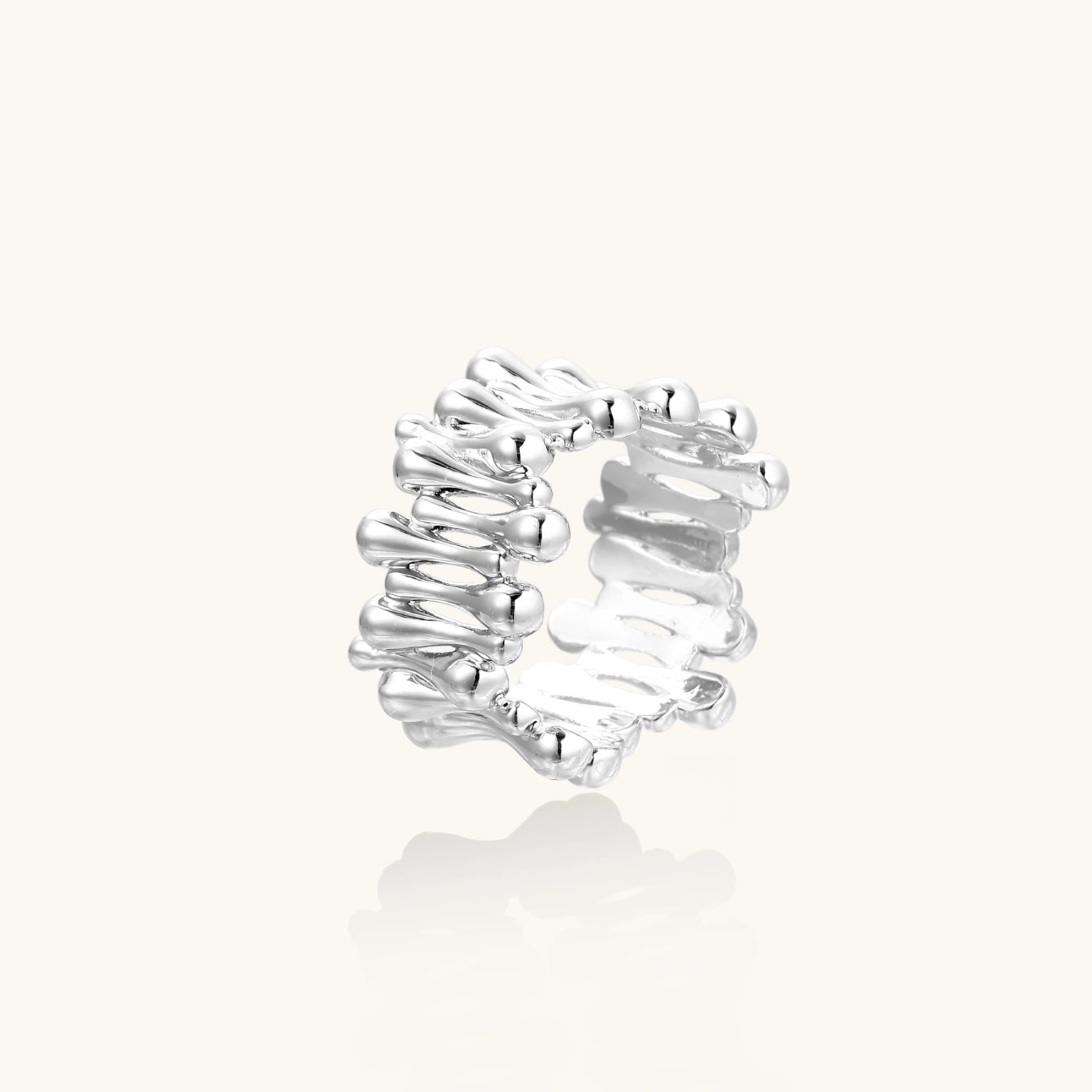 Bague Vagues Torsadées, laiton plaqué or blanc - bijou femme VALDESSE