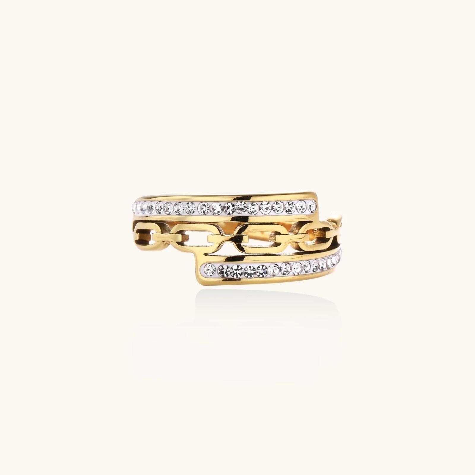 Bague Cristal Maille Chaîne, photographie du bijou, vue 2